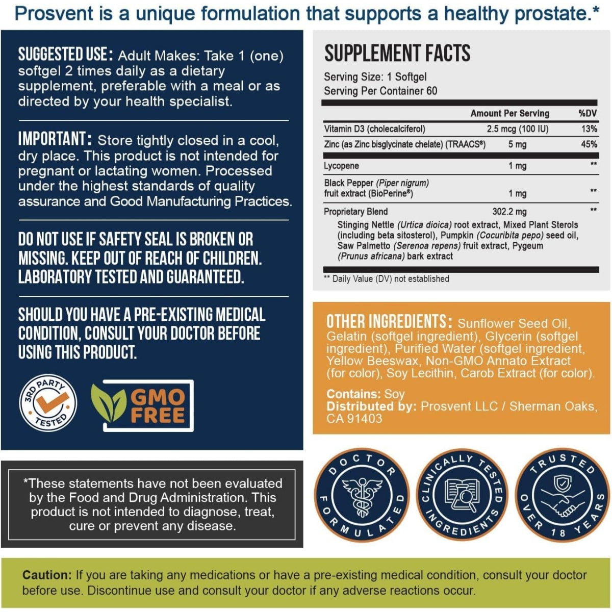 Prostate Support with Beta Sitosterol & Stinging Nettle, 60 Ct